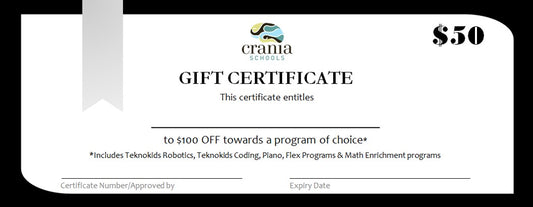 $50 Gift Certificate - Math, Coding, Robotics, Piano Lessons