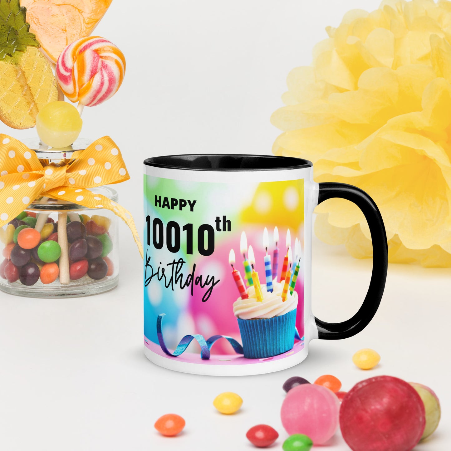 Math - Binary 18th Birthday (Black/Red/Blue/Yellow Mug) - Other Ages Available by Request